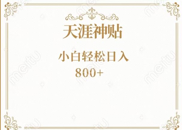 神级项目！天涯神贴再现江湖！小白轻松入手，三个月变现10w+-天使资源网