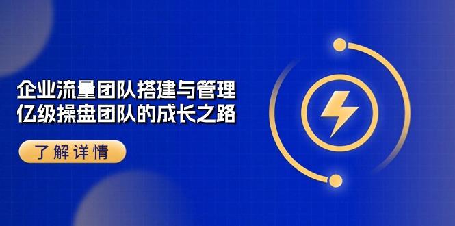 企业 流量团队-搭建与管理，亿级 操盘团队的成长之路(28节课-天使资源网