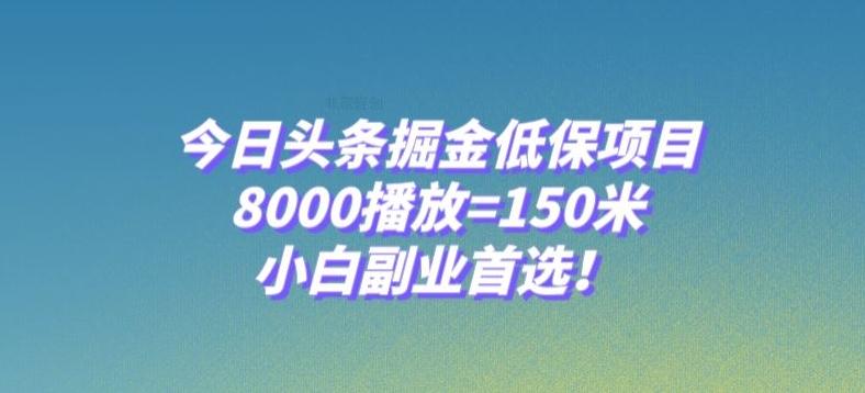 今日头条掘金低保项目，8000播放=150米，小白副业首选【揭秘】-天使资源网