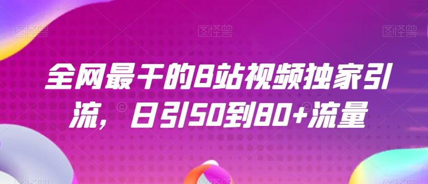 全网最干的B站视频独家引流，日引50到80+流量【揭秘】-天使资源网