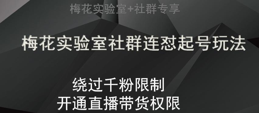 梅花实验室社群连怼起号玩法，视频号绕过千粉限制，开通直播带货权限【揭秘】-天使资源网