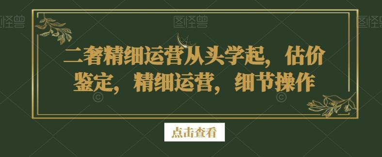 二奢精细运营从头学起，估价鉴定，精细运营，细节操作-天使资源网