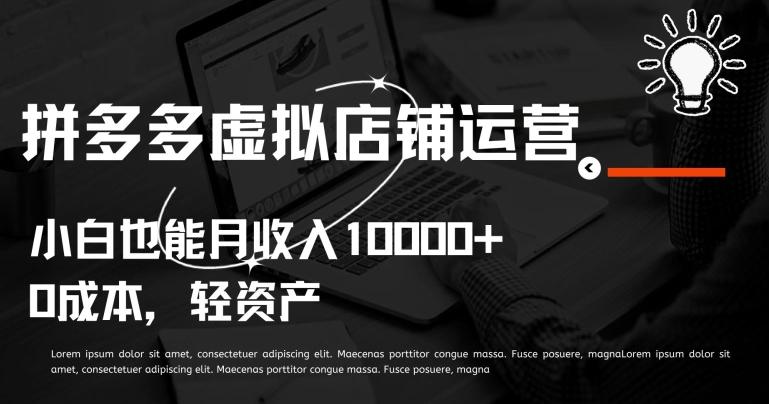 拼多多虚拟店铺运营小白也能月收入10000+【揭秘】-天使资源网