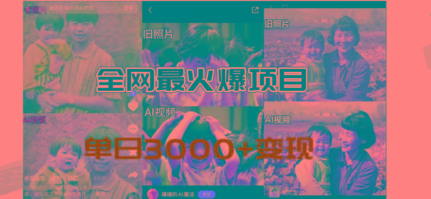 全网爆火的AI让老照片动起来教程，蹭热点日赚3000+，内含免费工具一键…-天使资源网