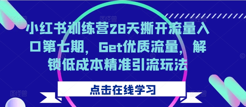 小红书训练营28天撕开流量入口第七期，Get优质流量，解锁低成本精准引流玩法-天使资源网