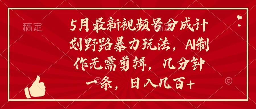 5月最新视频号分成计划野路暴力玩法，ai制作，无需剪辑。几分钟一条，…-天使资源网