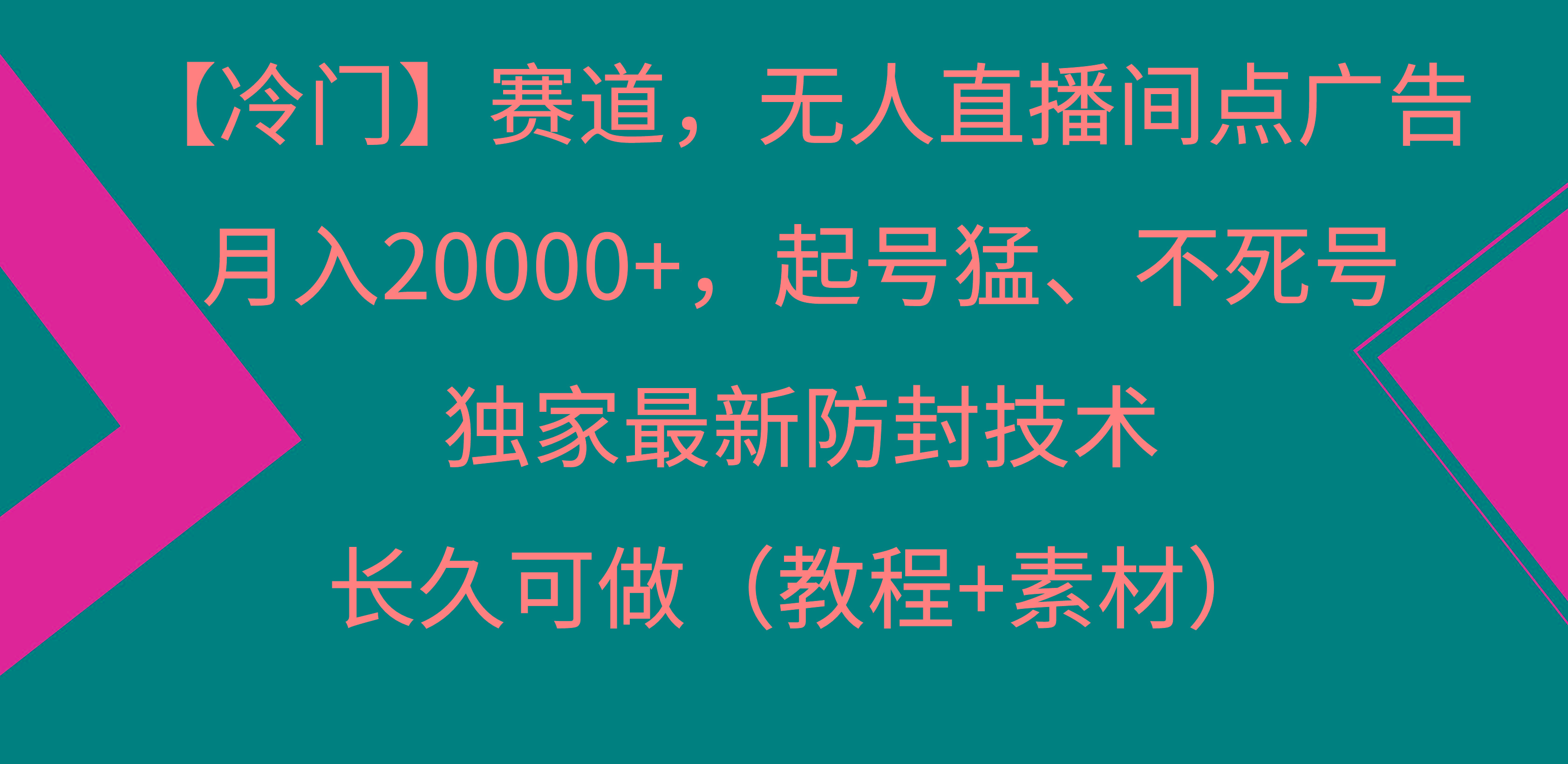 【冷门】赛道，无人直播间点广告，月入20000+，起号猛、不死号，独家最…-天使资源网