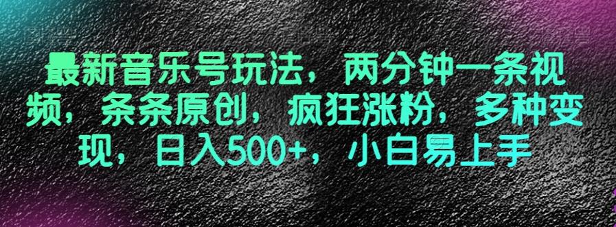 最新音乐号玩法，两分钟一条视频，条条原创，疯狂涨粉，多种变现，日入500+，小白易上手【揭秘】-天使资源网