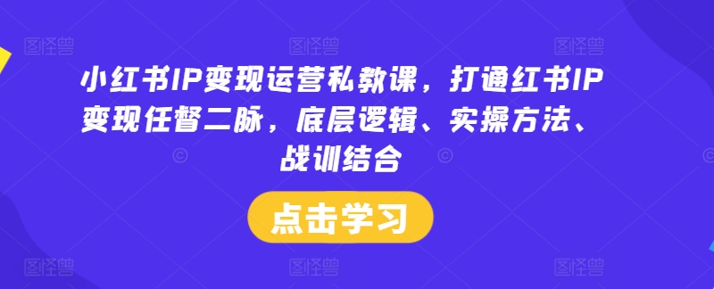 小红书IP变现运营私教课，打通红书IP变现任督二脉，底层逻辑、实操方法、战训结合-天使资源网