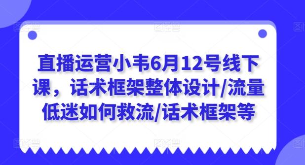 直播运营小韦6月12号线下课，话术框架整体设计/流量低迷如何救流/话术框架等-天使资源网