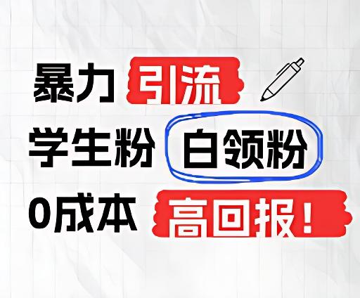 暴力引流学生粉白领粉，吊打以往垃圾玩法，0成本，高回报-天使资源网