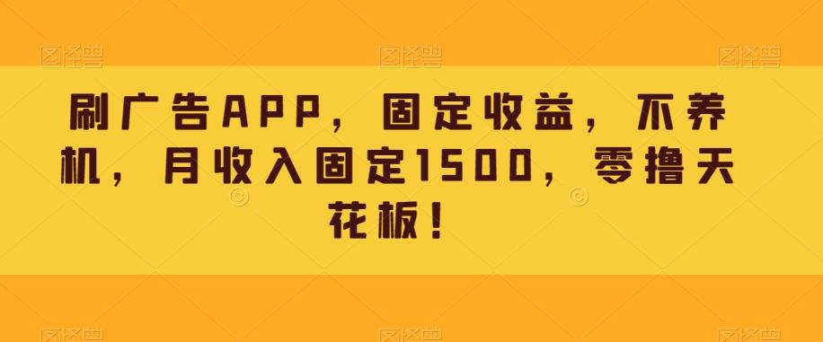 刷广告APP，固定收益，不养机，月收入固定1500，零撸天花板！-天使资源网