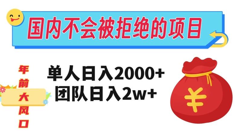 在国内不怕被拒绝的项目，单人日入2000，团队日入20000+【揭秘】-天使资源网