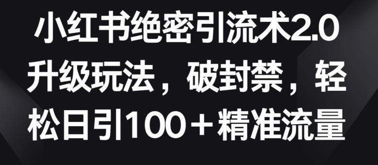 小红书绝密引流术2.0升级玩法，破封禁，轻松日引100+精准流量【揭秘】-天使资源网