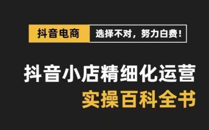 抖音小店精细化运营百科全书，保姆级运营实操讲解-天使资源网
