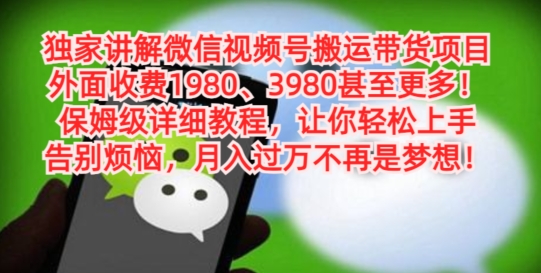 独家讲解微信视频号搬运带货项目，保姆级详细教程-天使资源网