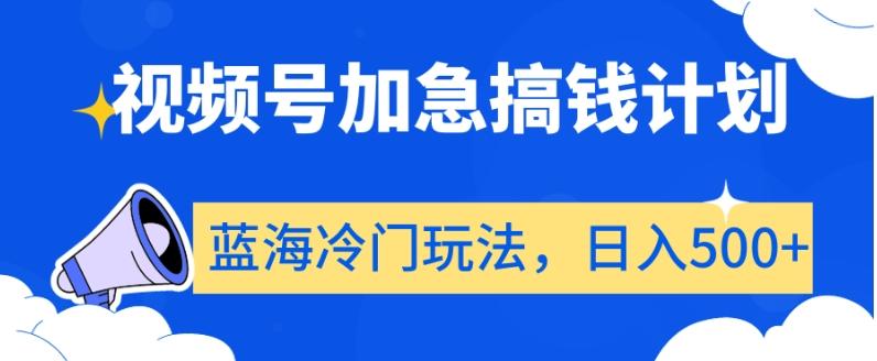 视频号加急搞钱计划，蓝海冷门玩法，日入500+【揭秘】-天使资源网