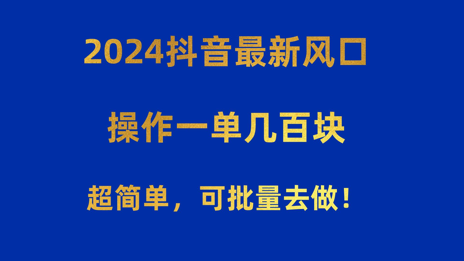 2024抖音最新风口！操作一单几百块！超简单，可批量去做！！！-天使资源网