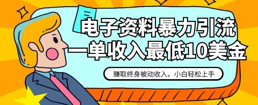 电子资料暴力引流，一单最低10美金，赚取终身被动收入，保姆级教程【揭秘】-天使资源网