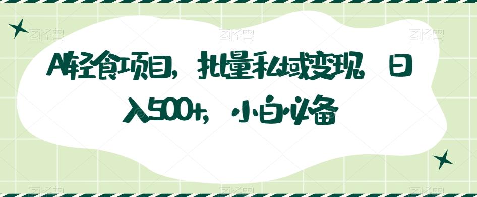 AI轻食项目，批量私域变现，日入500+，小白必备-天使资源网