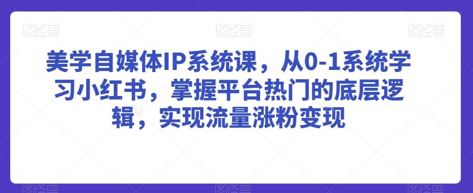 美学自媒体IP系统课，从0-1系统学习小红书，掌握平台热门的底层逻辑，实现流量涨粉变现-天使资源网
