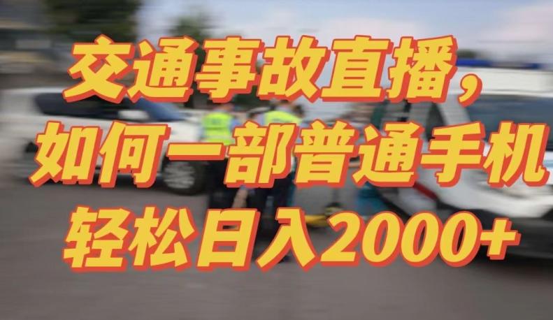 2024最新玩法半无人交通事故直播，实战式教学，轻松日入2000＋，人人都可做【揭秘】-天使资源网