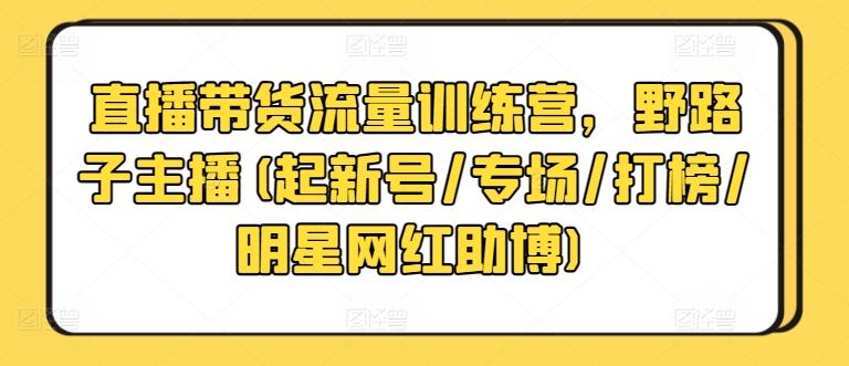 直播带货流量训练营，野路子主播(起新号/专场/打榜/明星网红助博)-天使资源网