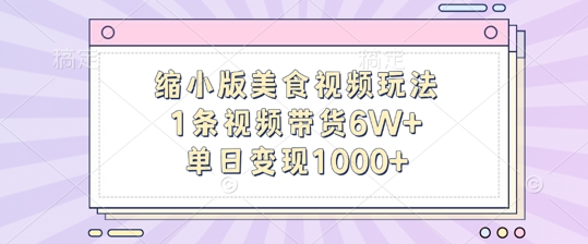 缩小版美食视频玩法，1条视频带货6W+，单日变现1k-天使资源网
