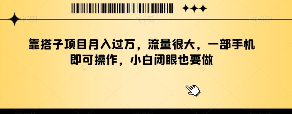 靠搭子项目月入过万，流量很大，一部手机即可操作，小白闭眼也要做-天使资源网