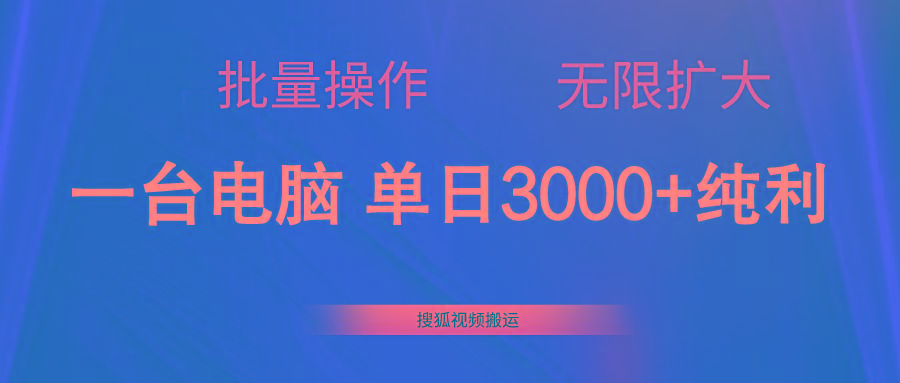 搜狐视频搬运，一台电脑单日3000+，批量操作，可无限扩大-天使资源网