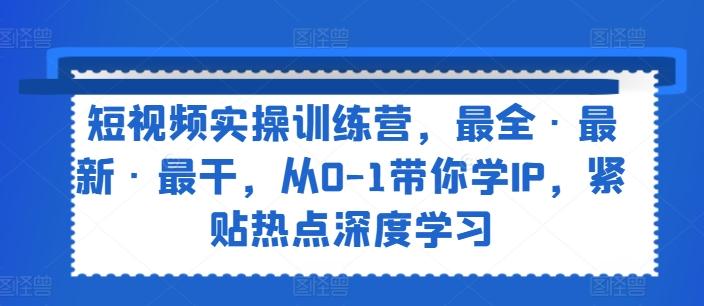 短视频实操训练营，最全·最新·最干，从0-1带你学IP，紧贴热点深度学习-天使资源网