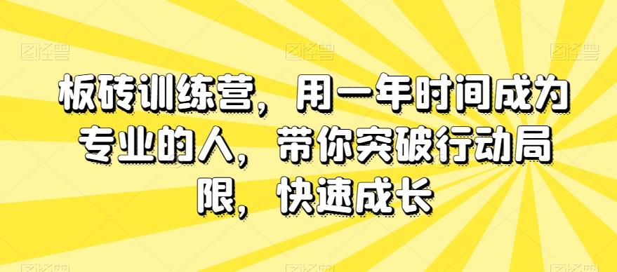 板砖训练营，用一年时间成为专业的人，带你突破行动局限，快速成长-天使资源网