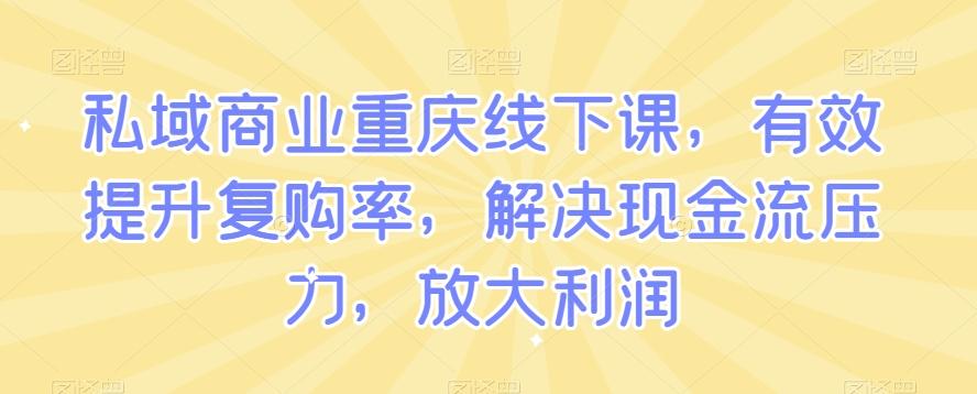 私域商业重庆线下课，有效提升复购率，解决现金流压力，放大利润-天使资源网