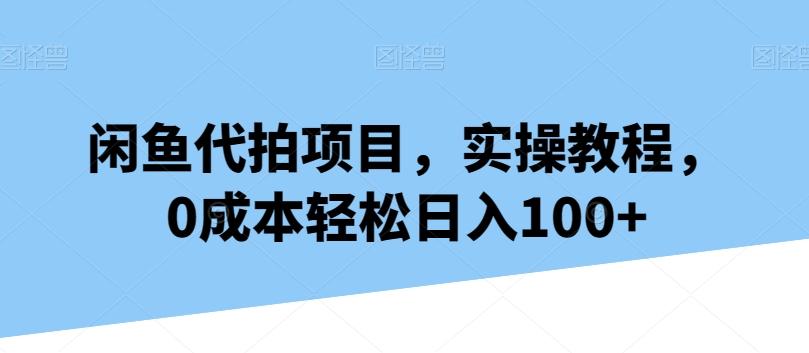 闲鱼代拍项目，实操教程，0成本轻松日入100+-天使资源网