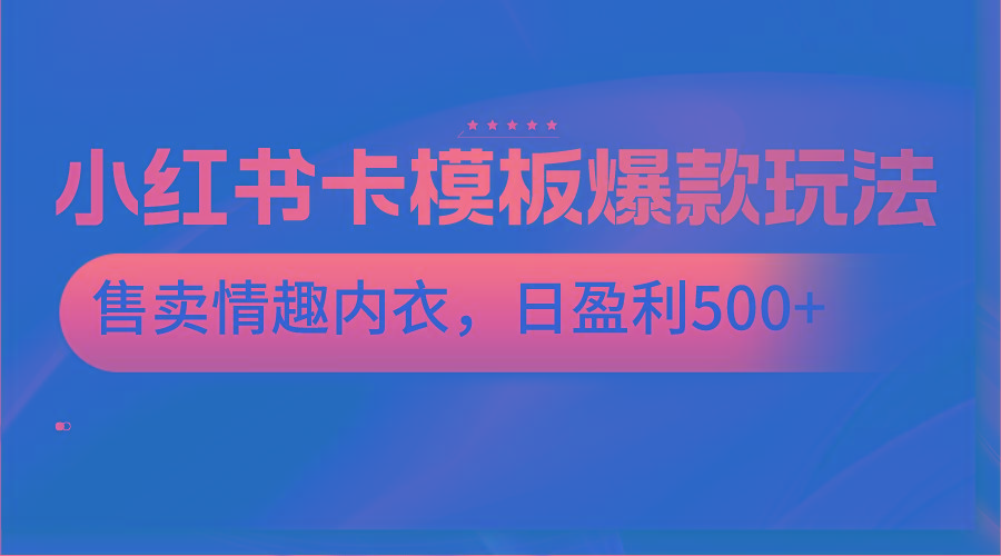 小红书卡模板爆款玩法，售卖情趣内衣，日盈利500+-天使资源网
