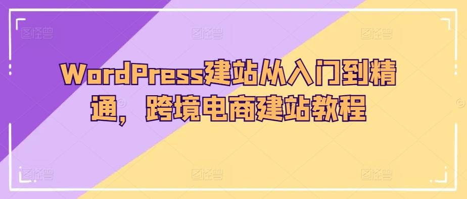 WordPress建站从入门到精通，跨境电商建站教程-天使资源网