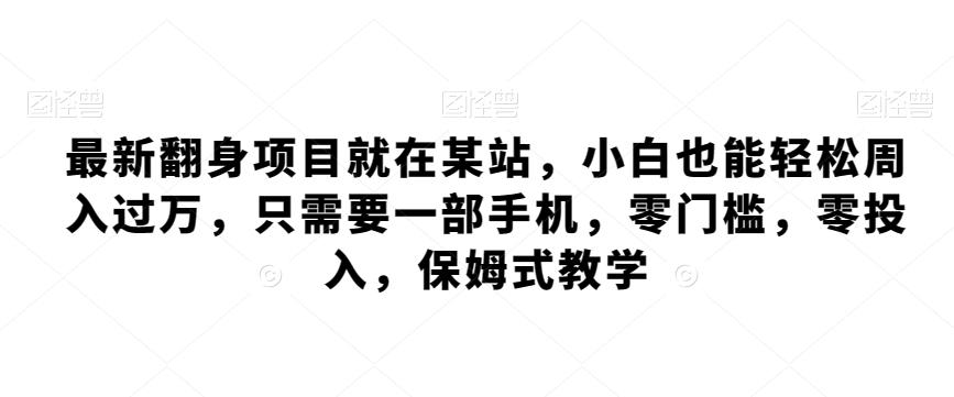 最新翻身项目就在某站，小白也能轻松周入过万，只需要一部手机，零门槛，零投入，保姆式教学-天使资源网