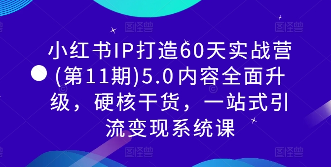 小红书IP打造60天实战营(第11期)5.0​内容全面升级，硬核干货，一站式引流变现系统课-天使资源网