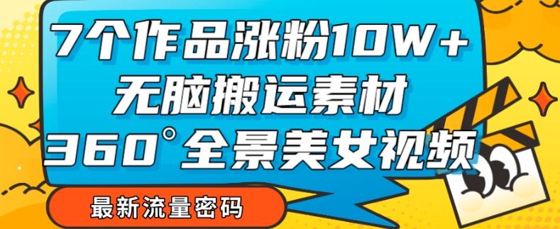 7个作品涨粉10W+，无脑搬运素材，全景美女视频爆款玩法分享【揭秘】-天使资源网