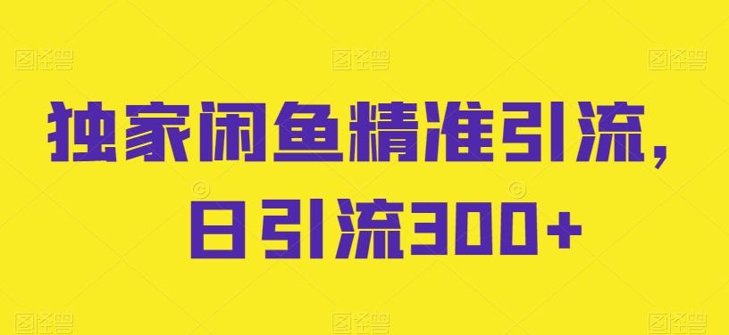 独家闲鱼精准引流，日引流300+【揭秘】-天使资源网