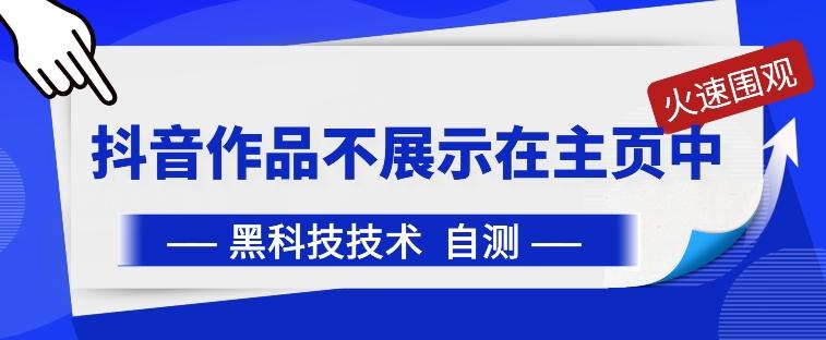 抖音黑科技：抖音作品不展示在主页中【揭秘】-天使资源网