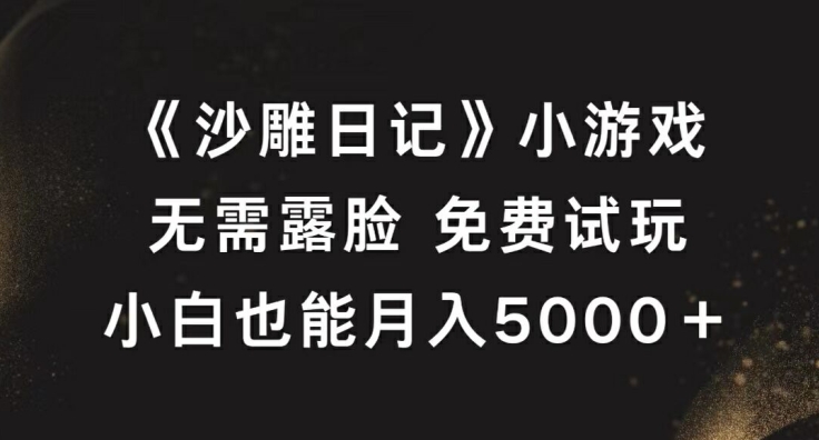 《沙雕日记》小游戏，无需露脸免费试玩，小白也能月入5000+【揭秘】-天使资源网