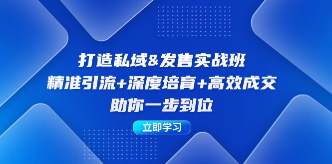 打造私域&发售实操班：精准引流+深度培育+高效成交，助你一步到位-天使资源网