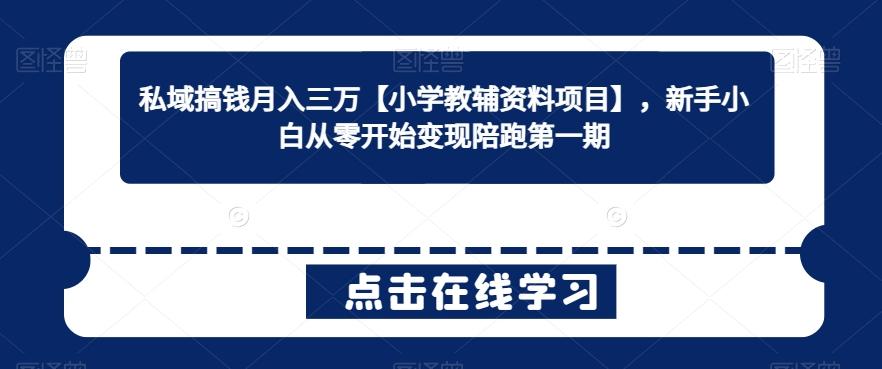 私域搞钱月入三万【小学教辅资料项目】，新手小白从零开始变现陪跑第一期-天使资源网