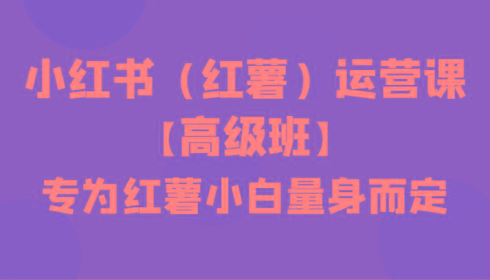 小红书(红薯)运营课【高级班】，专为红薯小白量身而定(42节课)-天使资源网