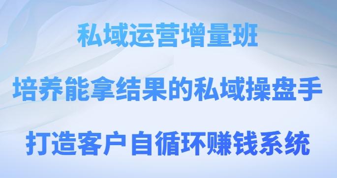 私域运营增量班，培养能拿结果的私域操盘手，打造客户自循环赚钱系统-天使资源网