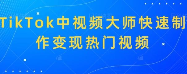 TikTok中视频大师快速制作变现热门视频-天使资源网