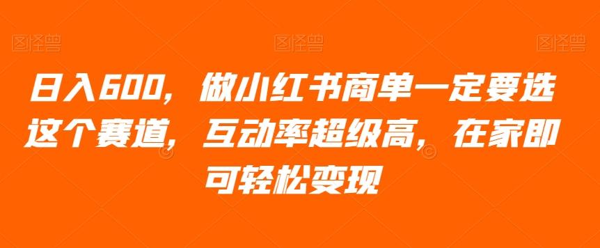 日入600，做小红书商单一定要选这个赛道，互动率超级高，在家即可轻松变现-天使资源网