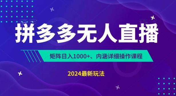 拼多多无人直播不封号，0投入，3天必起，无脑挂机，日入1k+【揭秘】-天使资源网