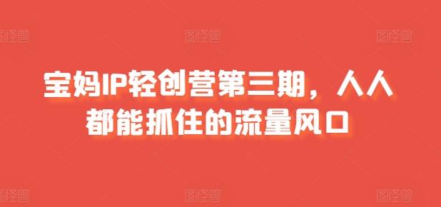 宝妈IP轻创营第三期，人人都能抓住的流量风口-天使资源网